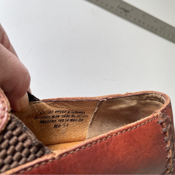 BORN Cognac Brown Leather Slip On Loafer Whipstitch Patina Moccasin Comfort Shoe - Picture 15 of 17